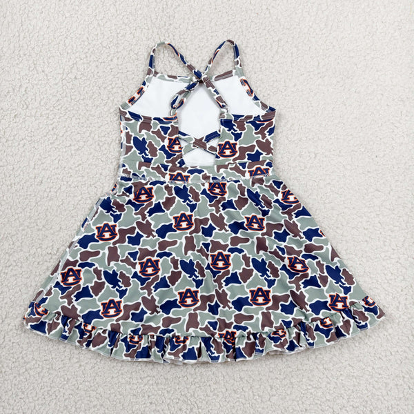 GSD3588 RTS toddler clothes  state camo girl yoga summer dress sports clothes