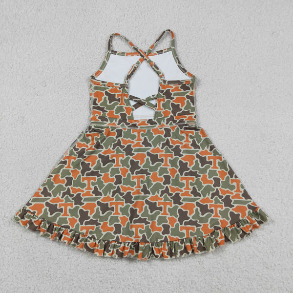 GSD3590 RTS toddler clothes  state camo print girl yoga summer dress