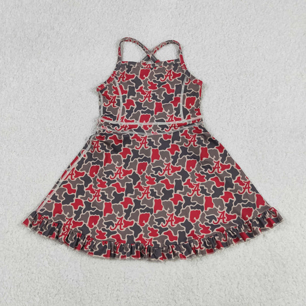 GSD3592 RTS toddler clothes  state camo print girl yoga summer dress atheletic dress