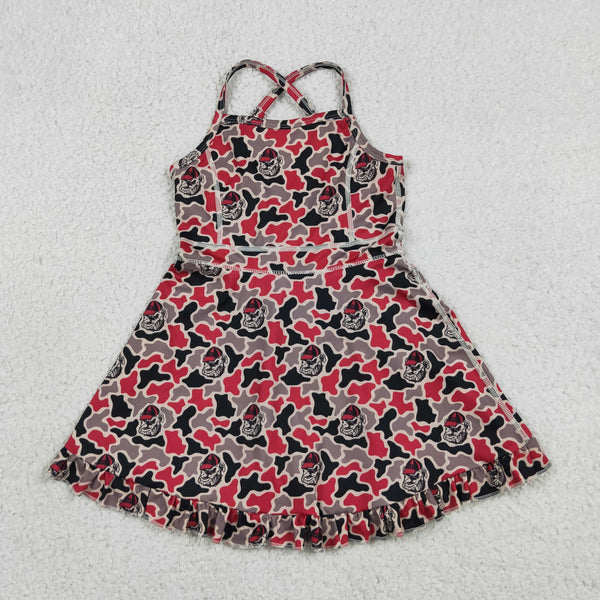 GSD3593 RTS toddler clothes  state camo girl yoga summer dress sports dress