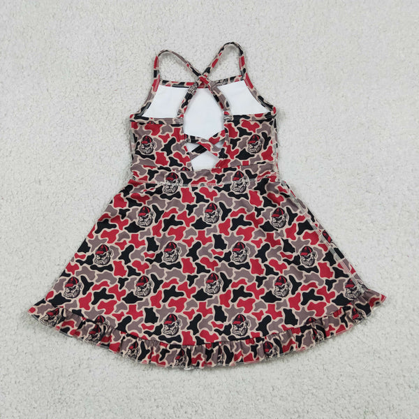 GSD3593 RTS toddler clothes  state camo girl yoga summer dress sports dress