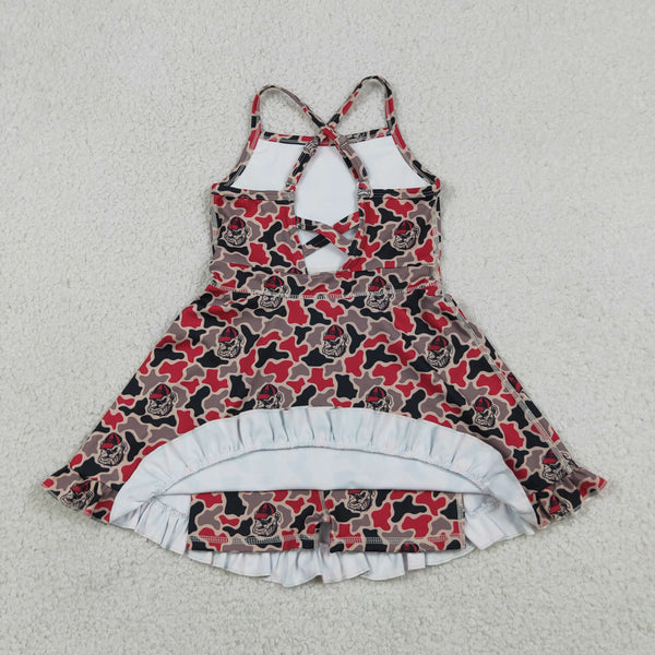 GSD3593 RTS toddler clothes  state camo girl yoga summer dress sports dress