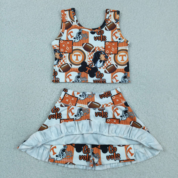 GSD3613 RTS baby girl clothes state  toddler girl yoga skirt outfit sports clothing set