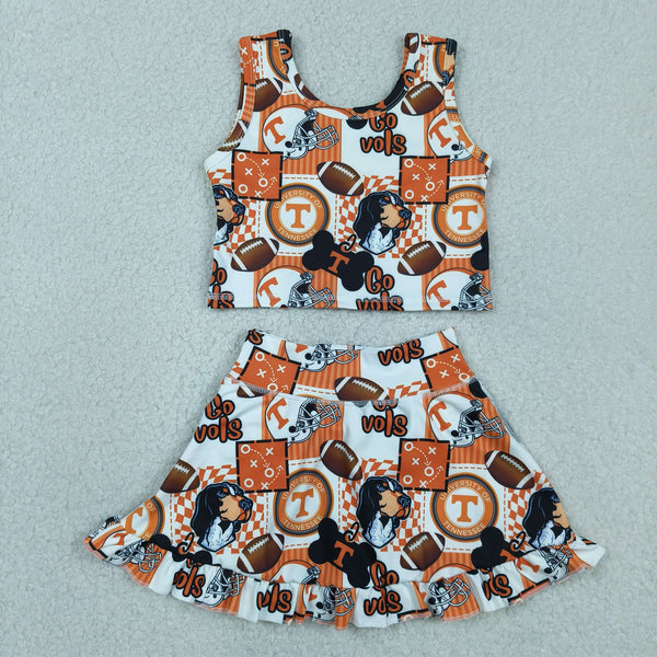 GSD3613 RTS baby girl clothes state  toddler girl yoga skirt outfit sports clothing set