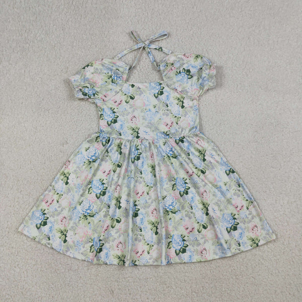 GSD3615 RTS kids girl clothes flower print girl summer dress