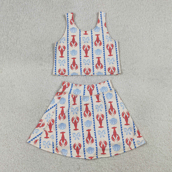 GSD3626 RTS kids girl clothes crawfish toddler girl yoga skirt outfit sports clothes