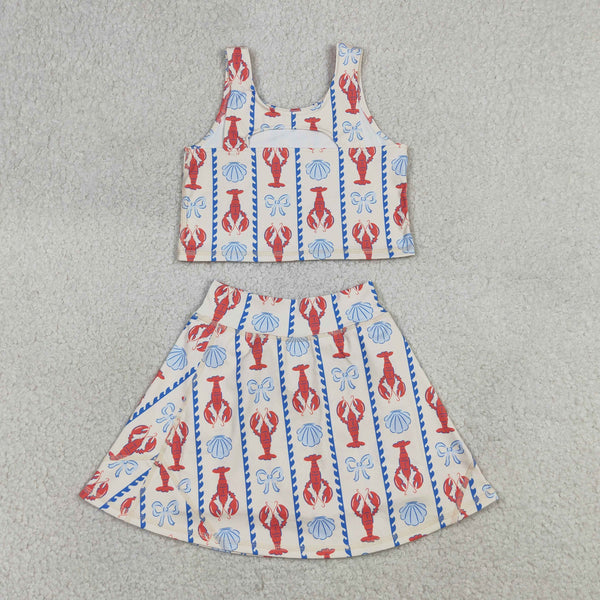 GSD3626 RTS kids girl clothes crawfish toddler girl yoga skirt outfit sports clothes