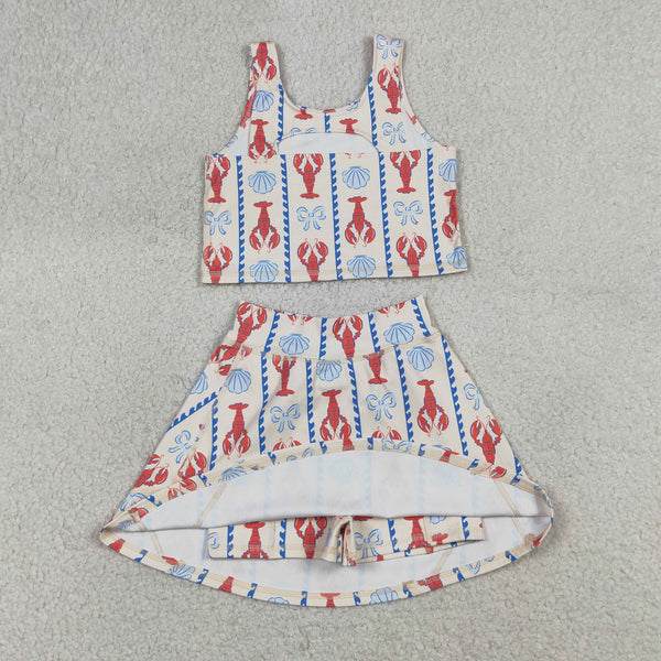 GSD3626 RTS kids girl clothes crawfish toddler girl yoga skirt outfit sports clothes