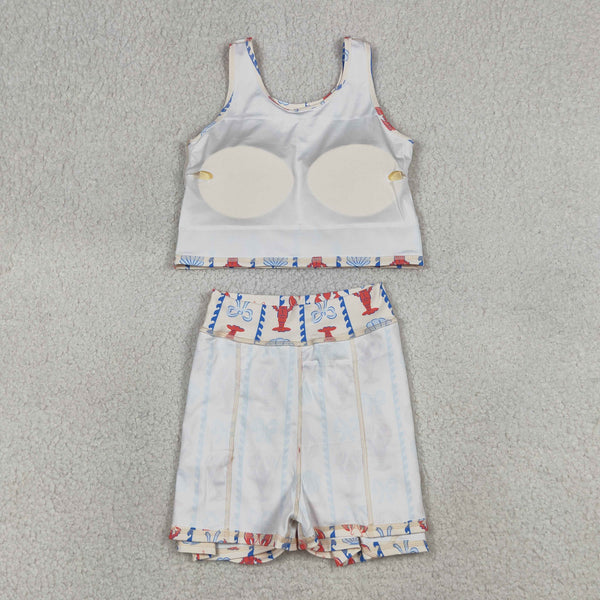 GSD3626 RTS kids girl clothes crawfish toddler girl yoga skirt outfit sports clothes