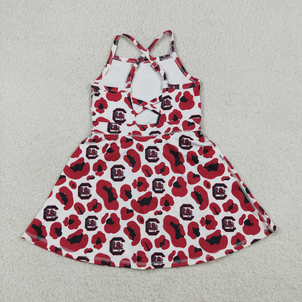 GSD3633 RTS toddler clothes state camo print girl yoga summer dress quick dry sports dress