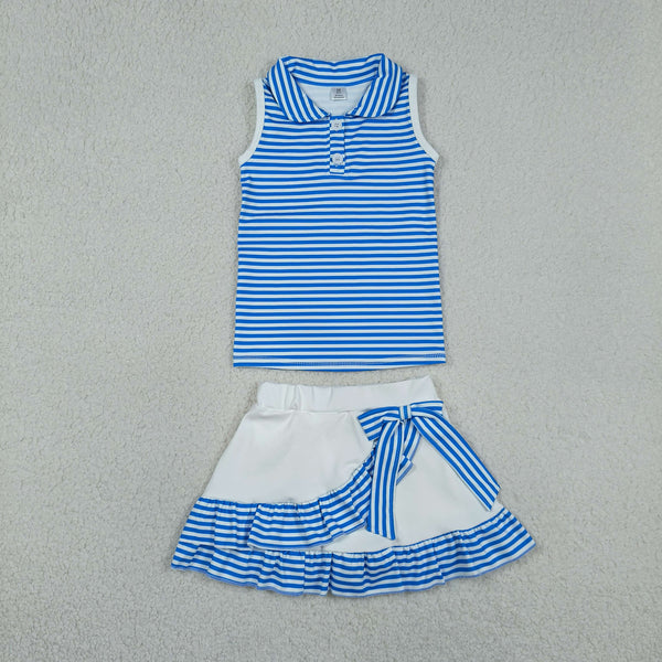 GSD3661 RTS toddler clothes blue sprts clothing set girl yoga summer set