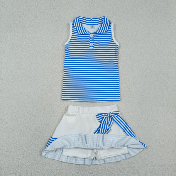 GSD3661 RTS toddler clothes blue sprts clothing set girl yoga summer set