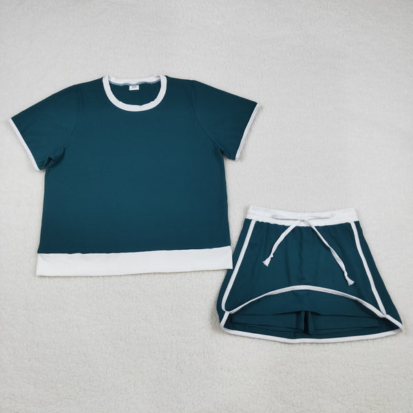 GSD3673 RTS adult pajamas  cotton adult women summer set summer shorts set