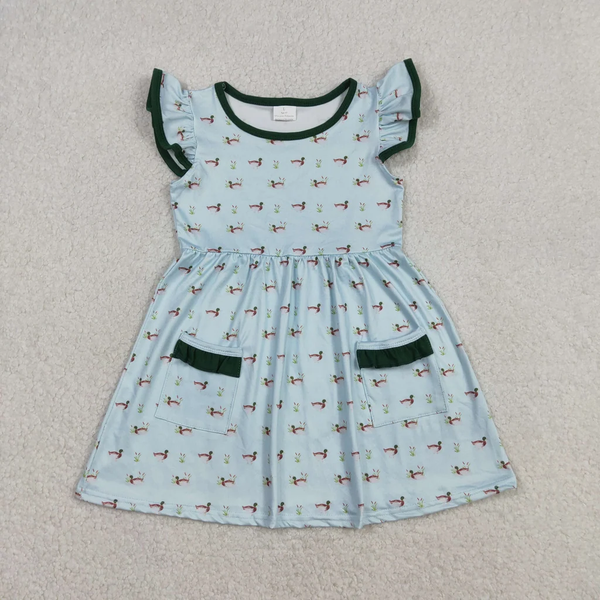 GSD3679 RTS kids girl clothes girl summer dress mallards duck Dresses