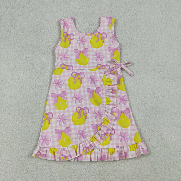 GSD3683 RTS baby girl clothes lemon toddler girl yoga skirt outfit sports dress