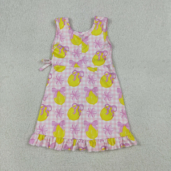 GSD3683 RTS baby girl clothes lemon toddler girl yoga skirt outfit sports dress