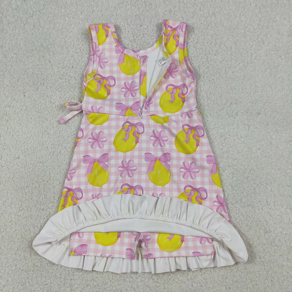 GSD3683 RTS baby girl clothes lemon toddler girl yoga skirt outfit sports dress
