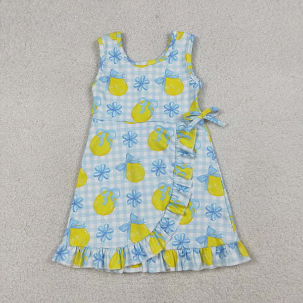 GSD3684 RTS girl clothes lemon sports dress toddler girl yoga dresses