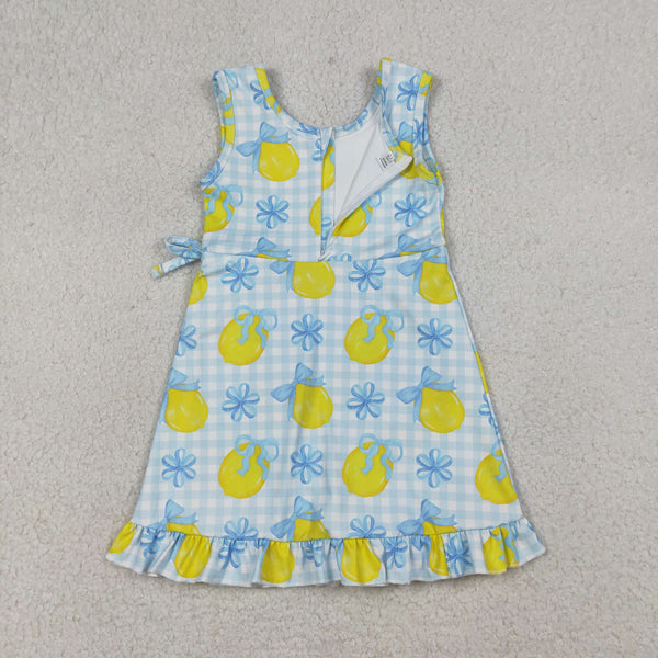 GSD3684 RTS girl clothes lemon sports dress toddler girl yoga dresses