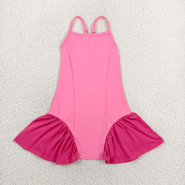 GSSO3259 RTS toddler girl clothes pink girl summer dress sports dresses