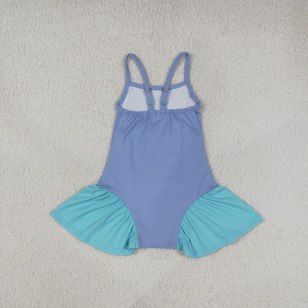 RTS GSD3693 toddler girl yoga clothes solid blue sleeveless top