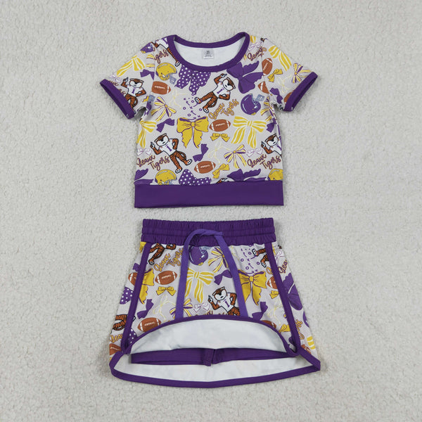 GSD3695 RTS baby girl clothes state print toddler girl yoga skirt outfit sports clothes