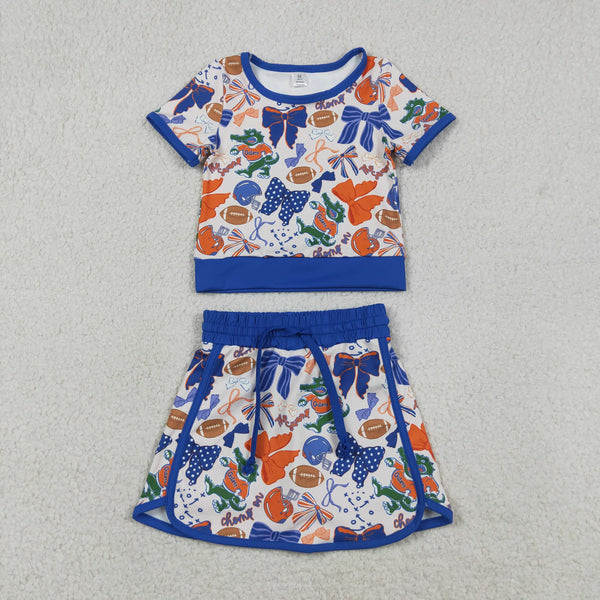 GSD3698 RTS baby girl clothes state print toddler girl yoga skirt outfit sports outfit
