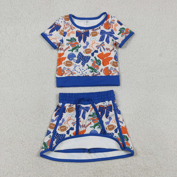 GSD3698 RTS baby girl clothes state print toddler girl yoga skirt outfit sports outfit