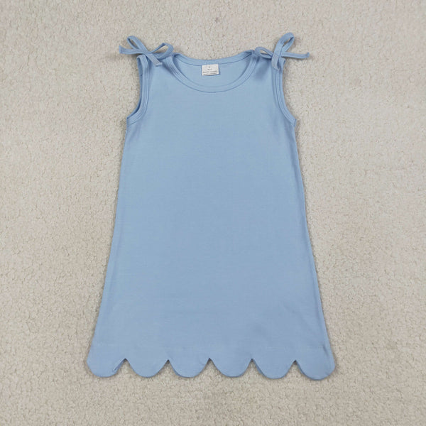 GSD3705 RTS kids girl clothes blue cotton girl summer dress