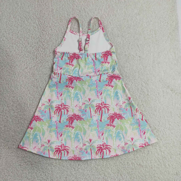 GSD3708 RTS toddler clothes floral girl yoga summer dress sports clothes