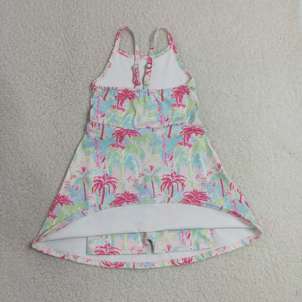 GSD3708 RTS toddler clothes floral girl yoga summer dress sports clothes