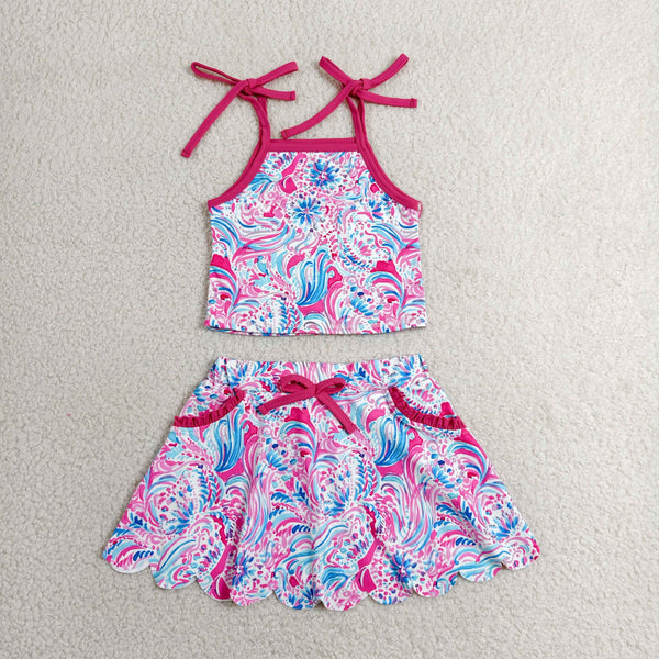 GSD3728 RTS baby girl clothes seaweed  toddler girl yoga skirt outfit sports clothes