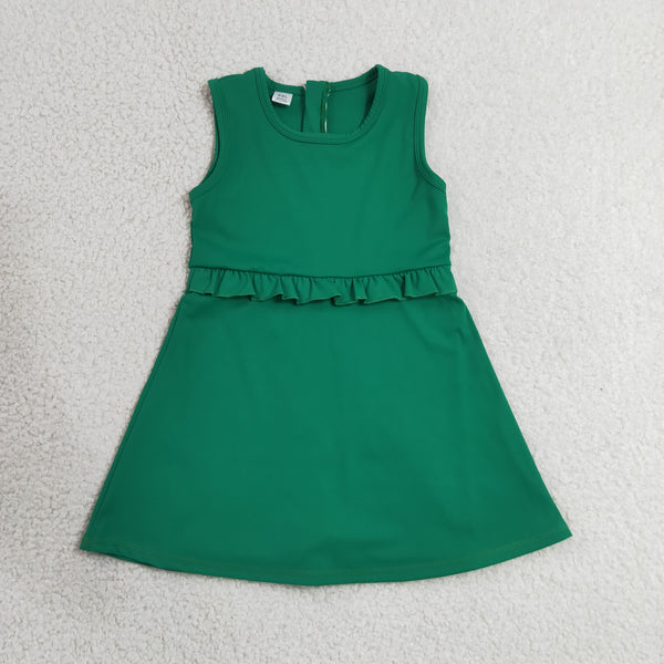 GSD3742 RTS toddler clothes green girl yoga summer dress sports clothing