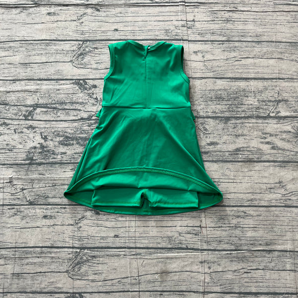 GSD3742 pre-order toddler clothes green print girl yoga summer dress-real pic 2026.5.4