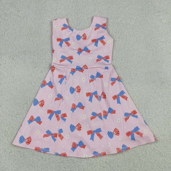 GSD3748 RTS toddler clothes bows girl 4th of July yoga summer dress atheletic dress