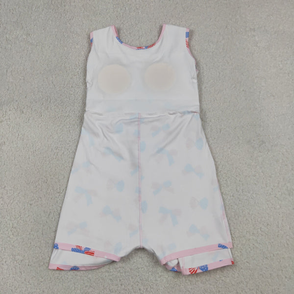 GSD3748 RTS toddler clothes bows girl 4th of July yoga summer dress atheletic dress