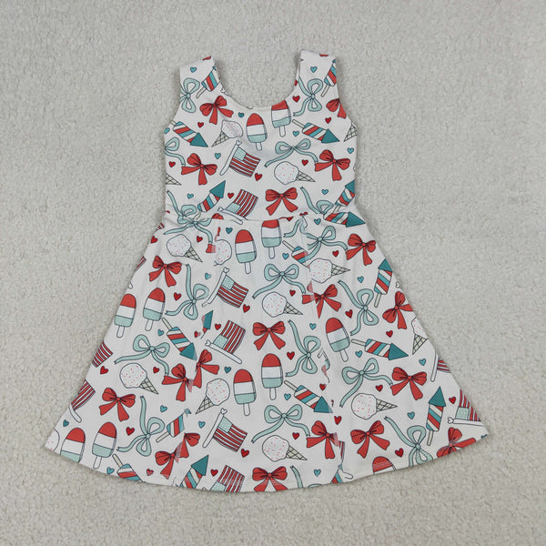 RTS GSD3750 toddler clothes popsicle print girl 4th of July sports yoga summer dress