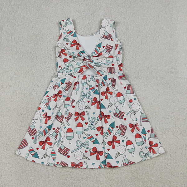 RTS GSD3750 toddler clothes popsicle print girl 4th of July sports yoga summer dress