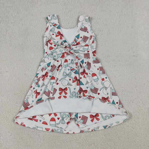 RTS GSD3750 toddler clothes popsicle print girl 4th of July sports yoga summer dress