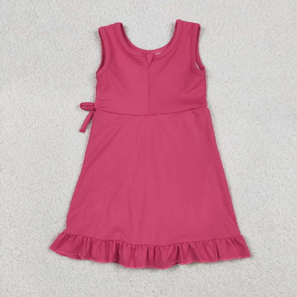 GSD3766 RTS toddler clothes hot pink atheletic dress girl yoga summer dress
