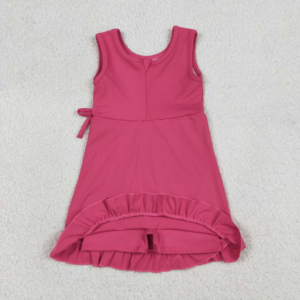 GSD3766 RTS toddler clothes hot pink atheletic dress girl yoga summer dress