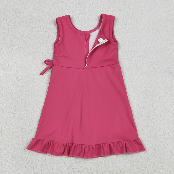GSD3766 RTS toddler clothes hot pink atheletic dress girl yoga summer dress