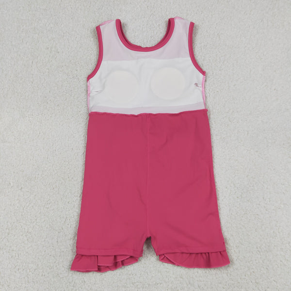 GSD3766 RTS toddler clothes hot pink atheletic dress girl yoga summer dress