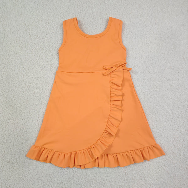 RTS GSD3767  toddler clothes orange girl sports yoga summer dress atheletic dress