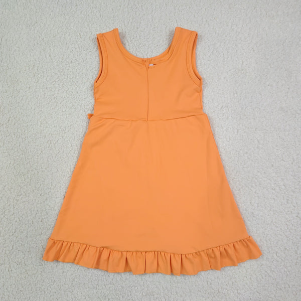 RTS GSD3767  toddler clothes orange girl sports yoga summer dress atheletic dress