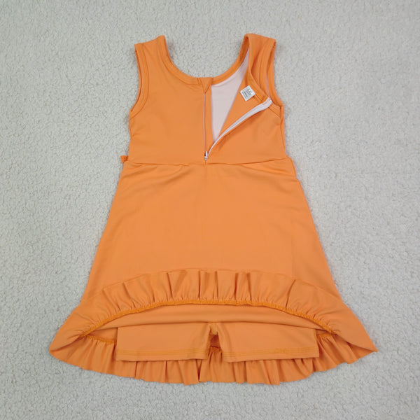 RTS GSD3767  toddler clothes orange girl sports yoga summer dress atheletic dress