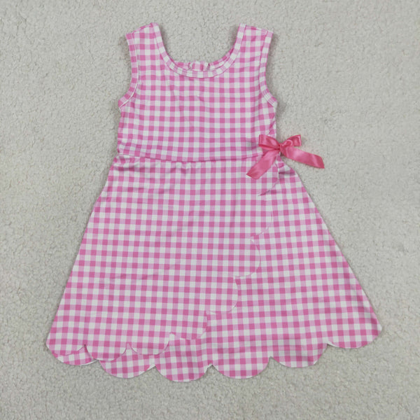 RTS GSD3779 toddler clothes pink plaid girl sports yoga summer dress