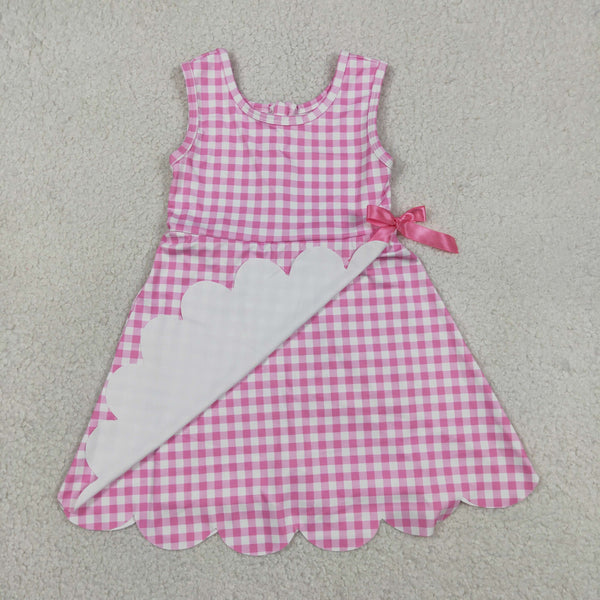 RTS GSD3779 toddler clothes pink plaid girl sports yoga summer dress