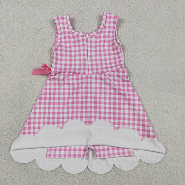 RTS GSD3779 toddler clothes pink plaid girl sports yoga summer dress