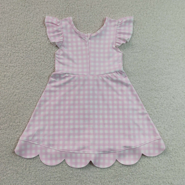 GSD3796 RTS toddler clothes pink gingham girl yoga summer dress sports clothing